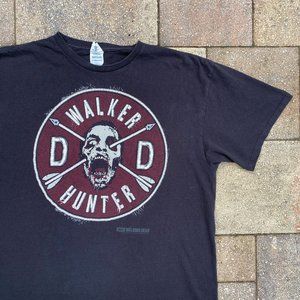 WALKING DEAD Walker Hunter Wings Black Distressed T Shirt Size XL